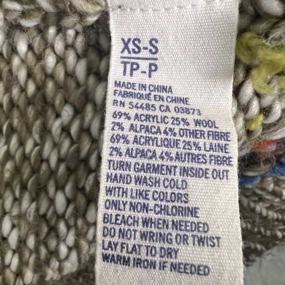 AMERICAN EAGLE Women’s Aztec Brown Multi Short Sleeve Cardigan Sz S Boho Chunky - Picture 9 of 11